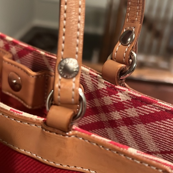 BURBERRY London Blue Label Canvas/Leather Tote Red - Picture 12 of 13